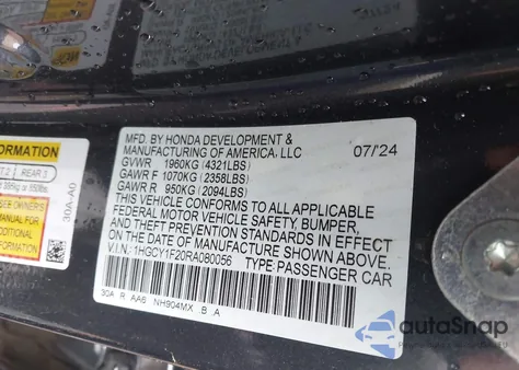 2024 Honda Accord Lx from USA, damaged, VIN 1HGCY1F20RA080056